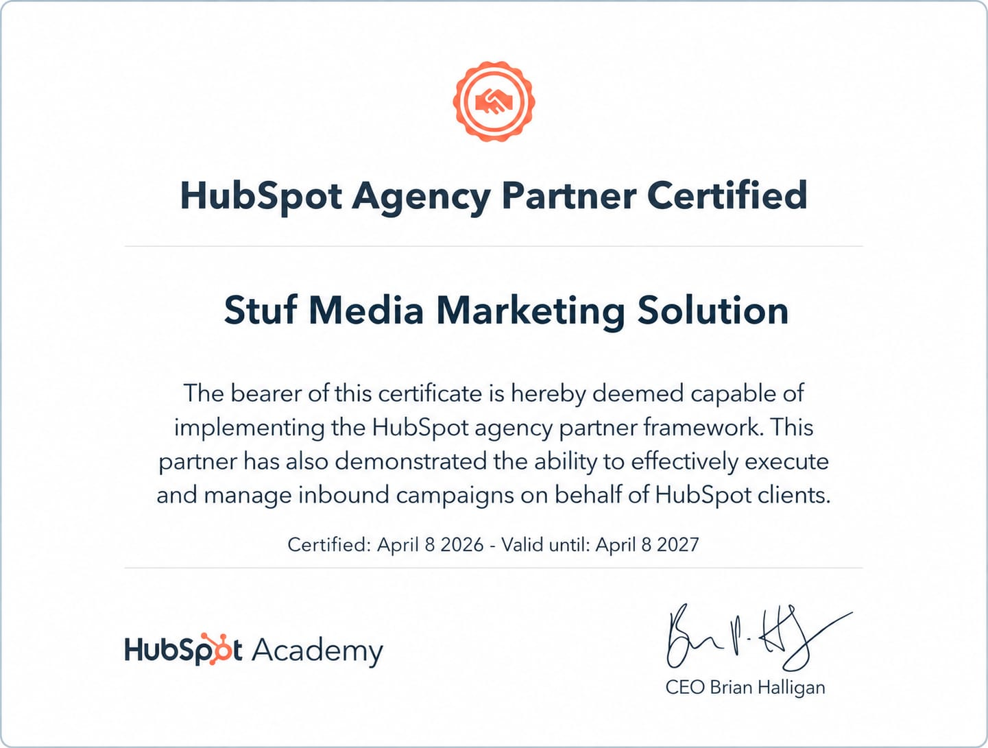 HubSpot Certificate